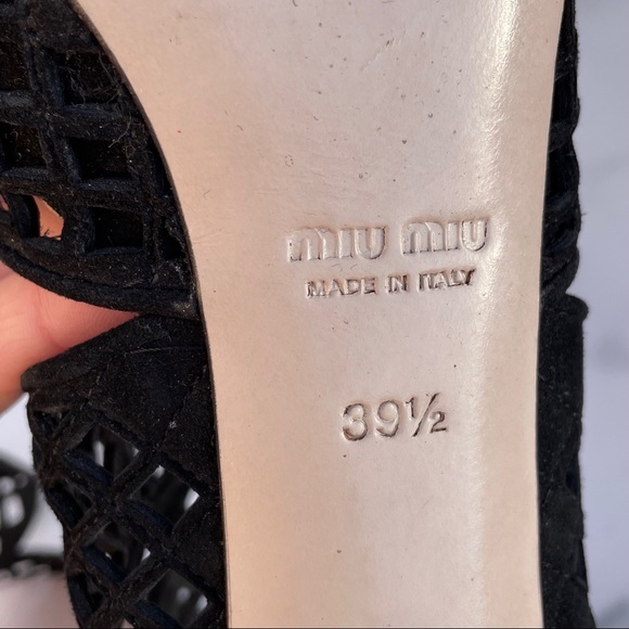 Miu Miu women’s Forma black suede caged cutout platform sandals size IT 39.5 - Picture 12 of 17
